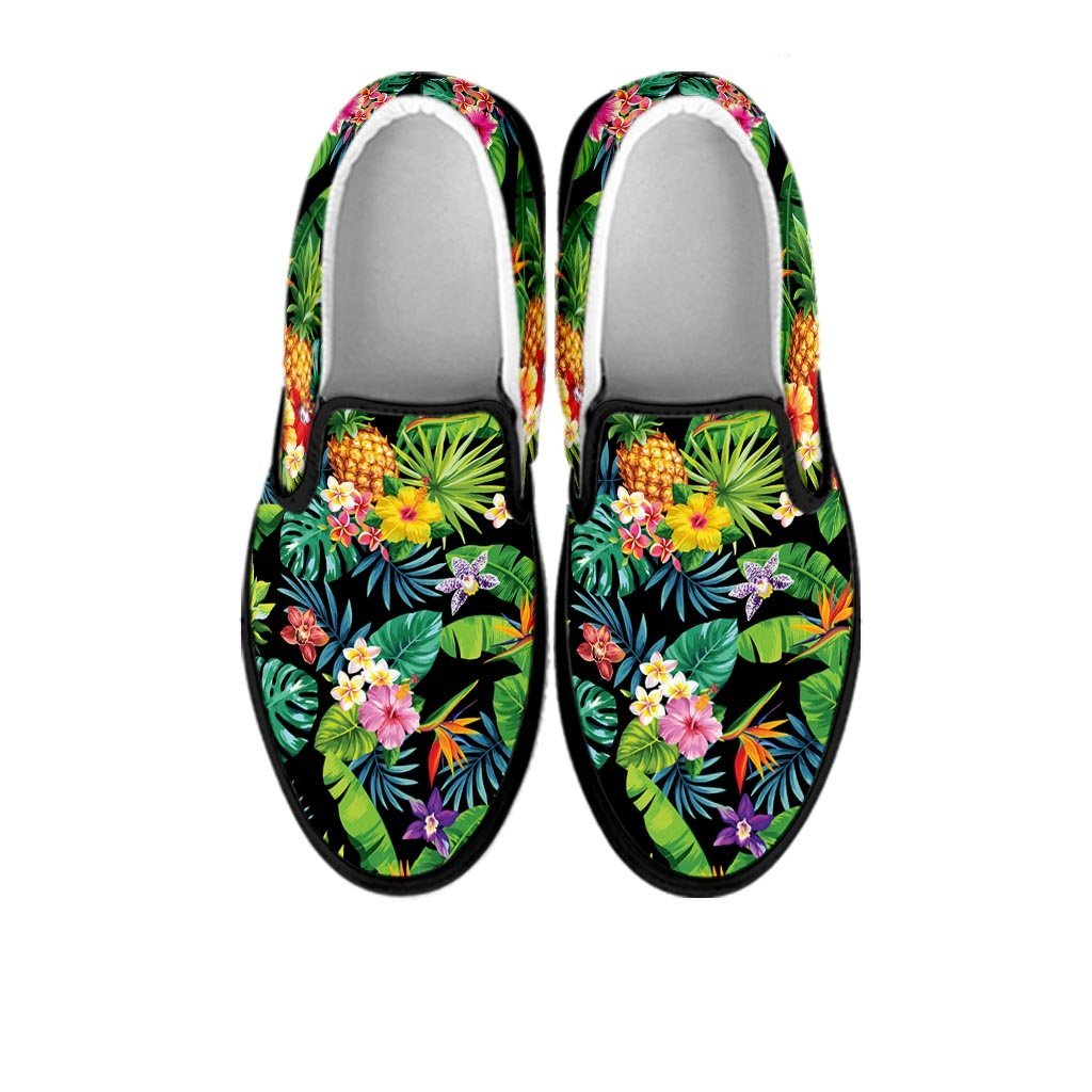 Tropical Hawaiian Floral Print Women's Slip On Sneakers-grizzshop