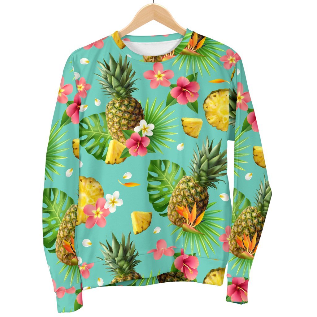 Tropical Hawaiian Hibiscus Pineapple Print Sweatshirt-grizzshop