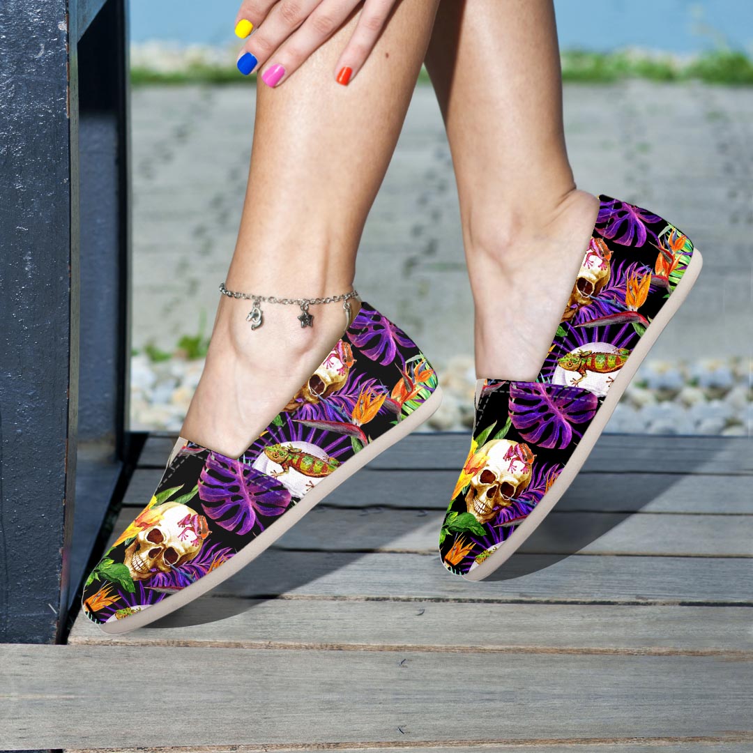 Tropical Hawaiian Skull Canvas Shoes-grizzshop