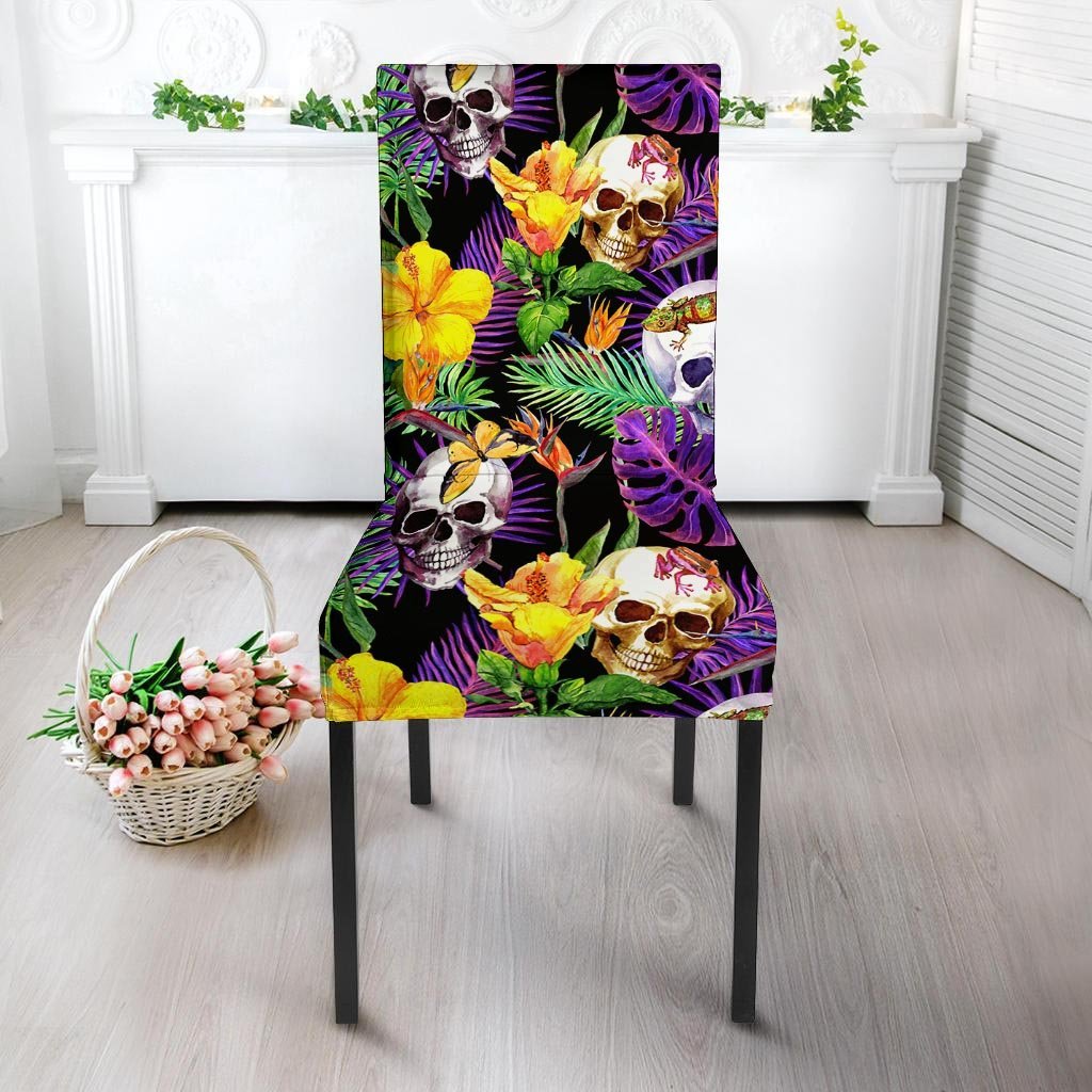 Tropical Hawaiian Skull Chair Cover-grizzshop