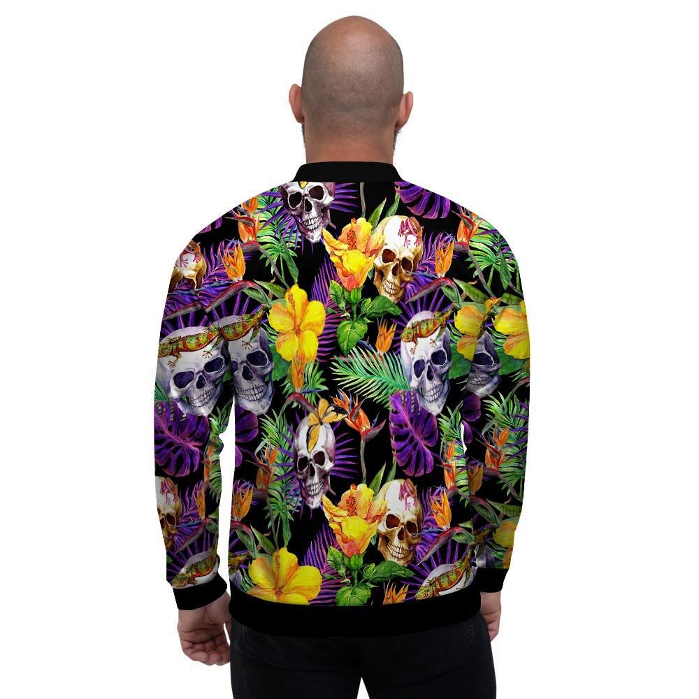 Tropical Hawaiian Skull Men's Bomber Jacket-grizzshop