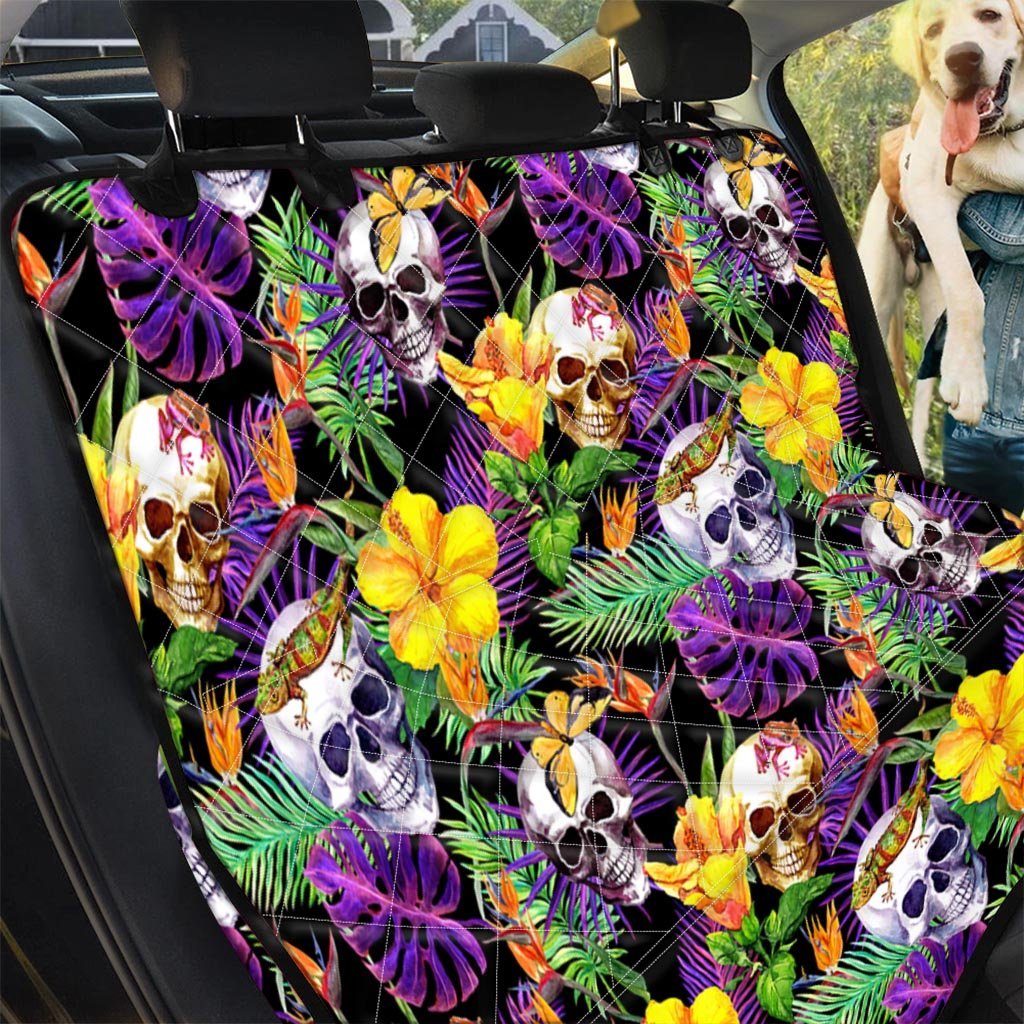 Tropical Hawaiian Skull Pet Car Seat Cover-grizzshop