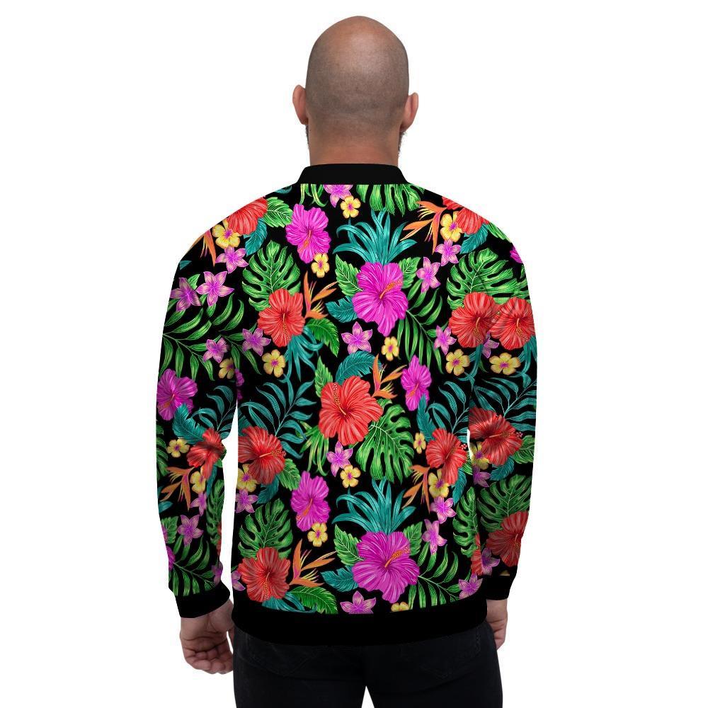 Tropical Hibiscus Floral Hawaiian Print Men's Bomber Jacket-grizzshop