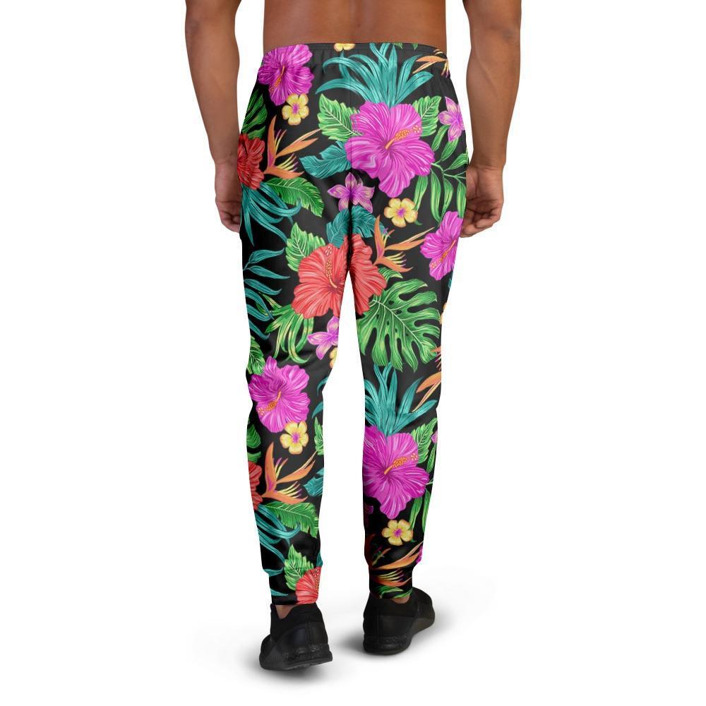 Tropical Hibiscus Floral Hawaiian Print Men's Joggers-grizzshop