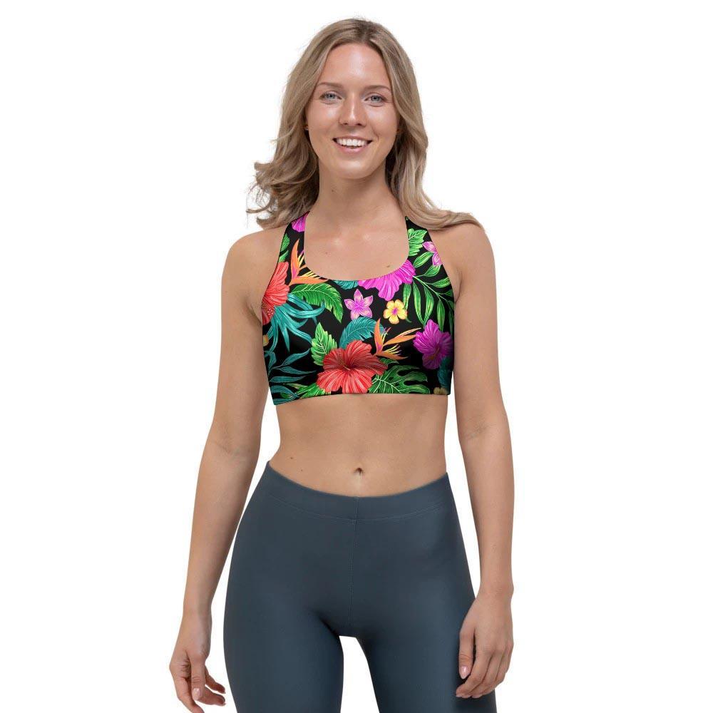 Palm Leaf Hawaiian Print Pattern Sports Bra