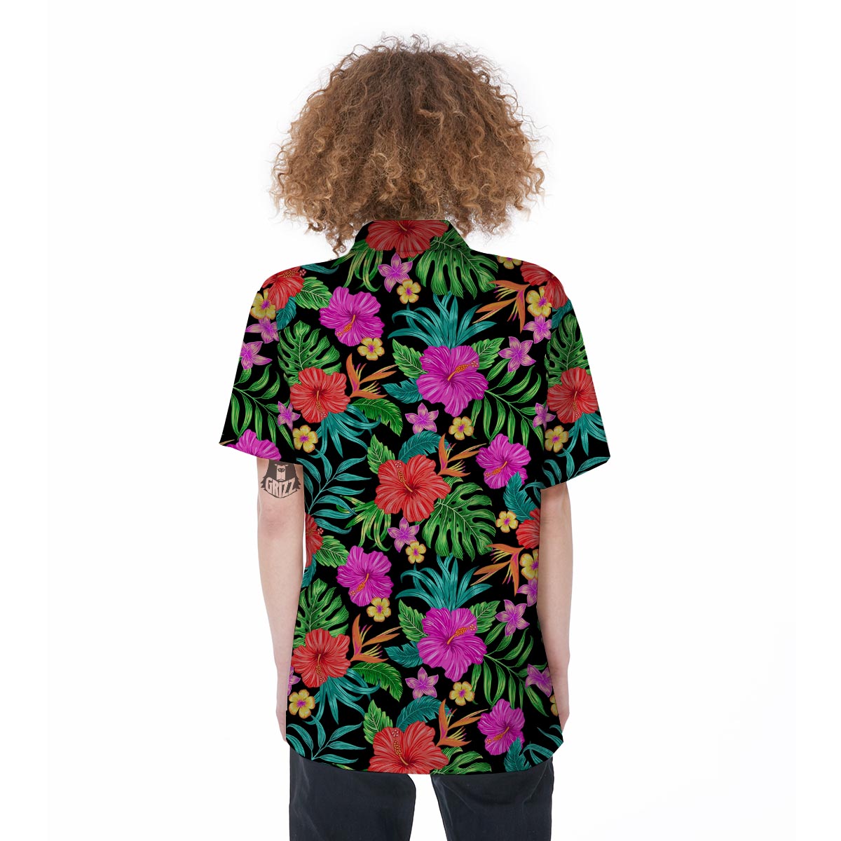 Tropical Hibiscus Floral Hawaiian Print Women's Short Sleeve Shirts-grizzshop