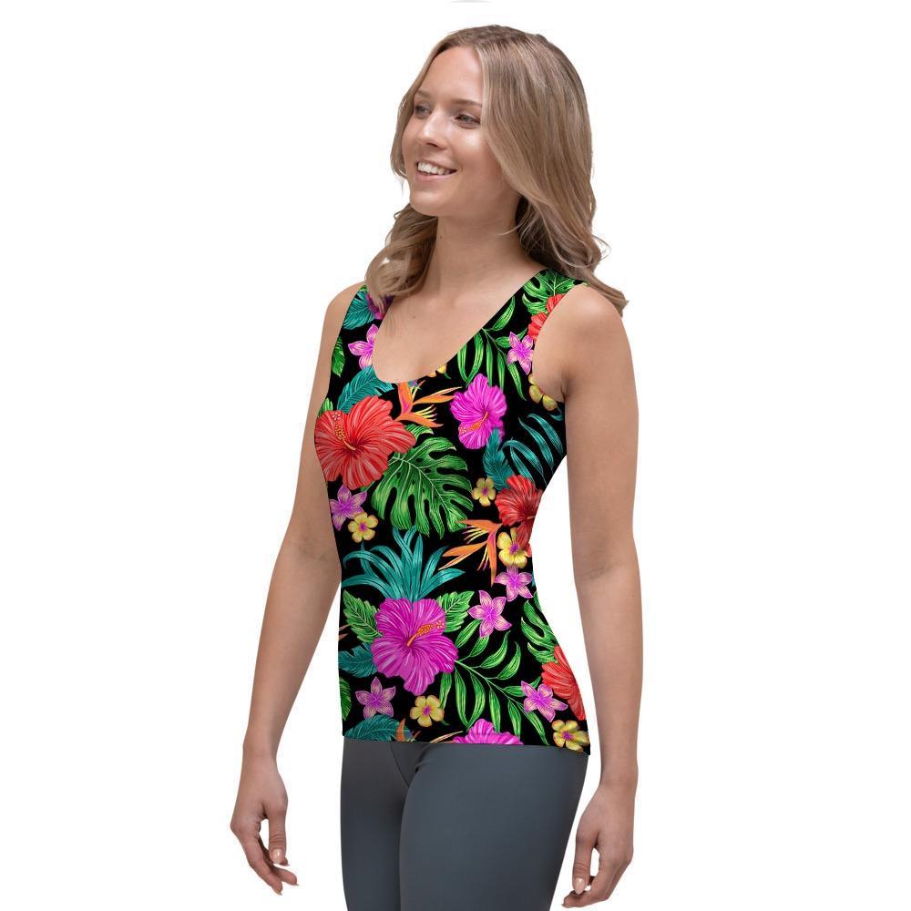 Tropical Hibiscus Floral Hawaiian Print Women's Tank Top-grizzshop