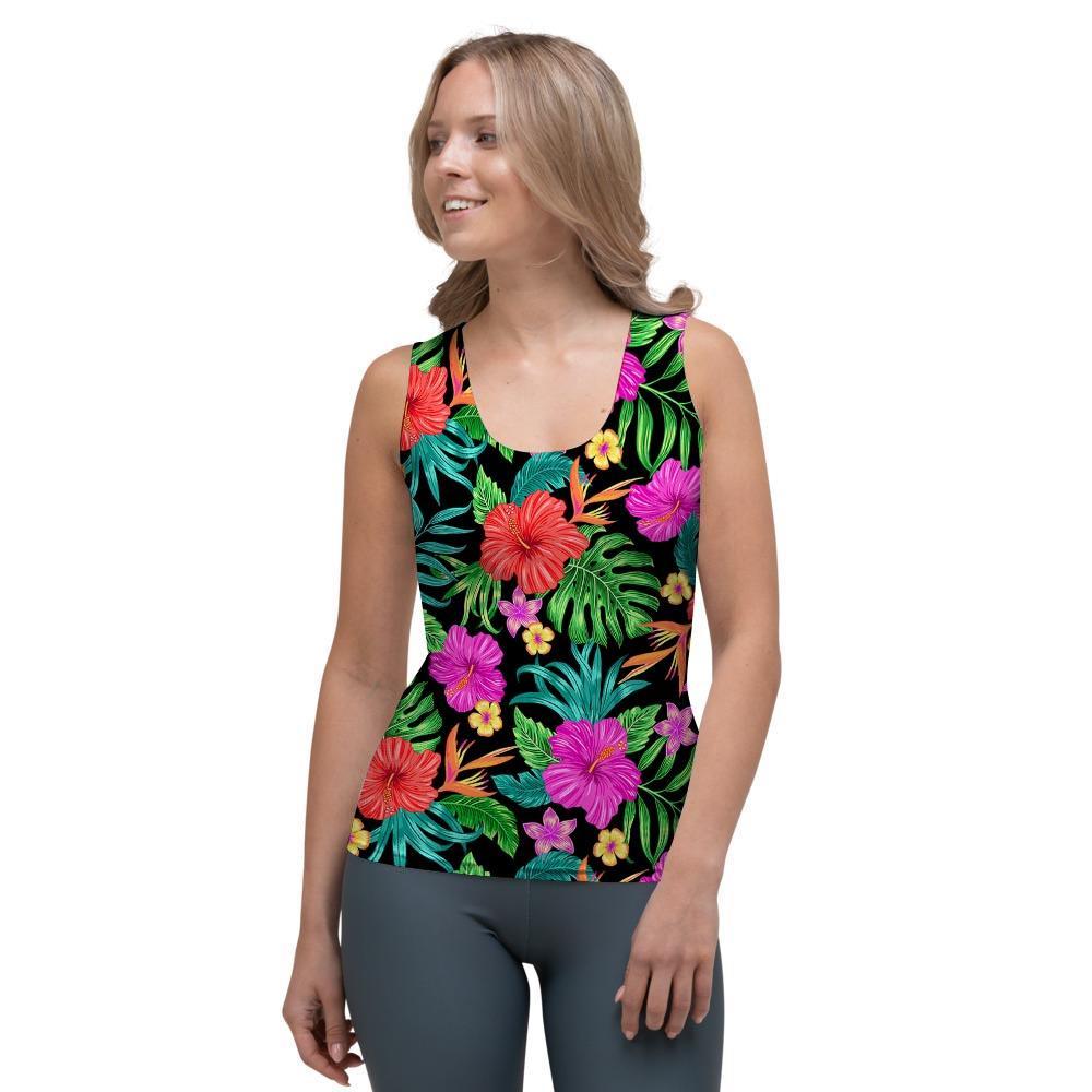 Tropical Hibiscus Floral Hawaiian Print Women's Tank Top-grizzshop