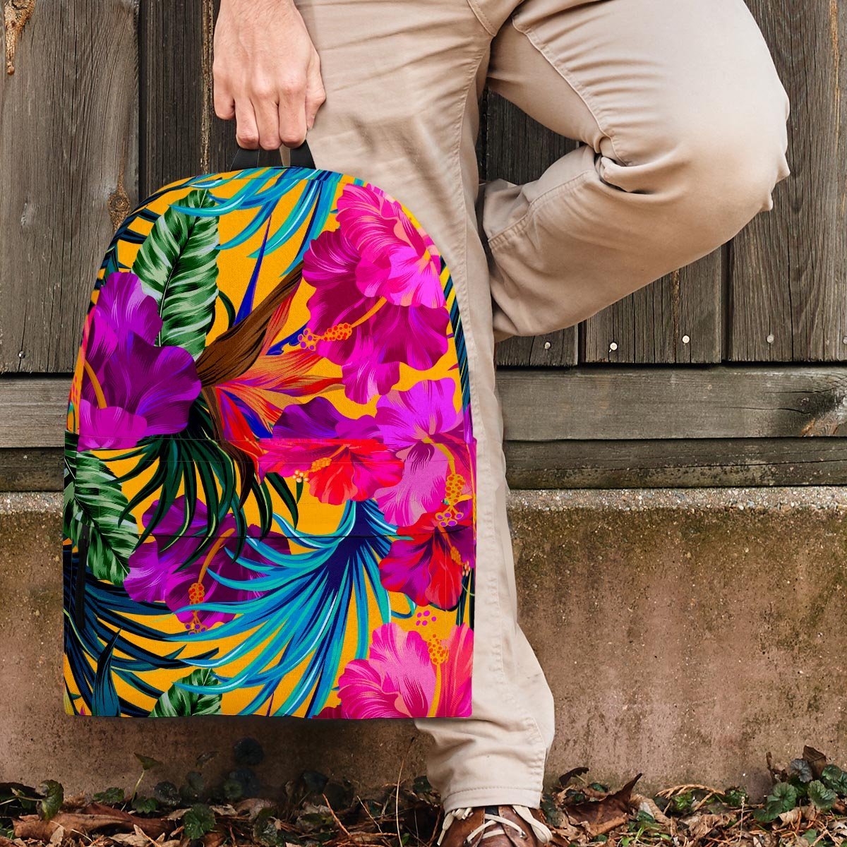 Tropical Hibiscus Flower Hawaiian Print Backpack-grizzshop