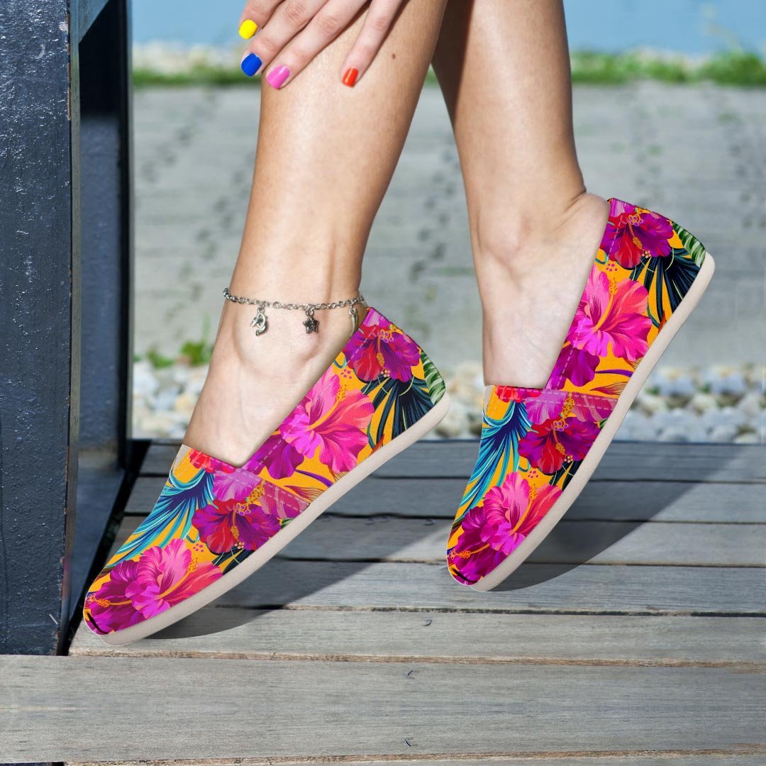 Tropical Hibiscus Flower Hawaiian Print Canvas Shoes-grizzshop
