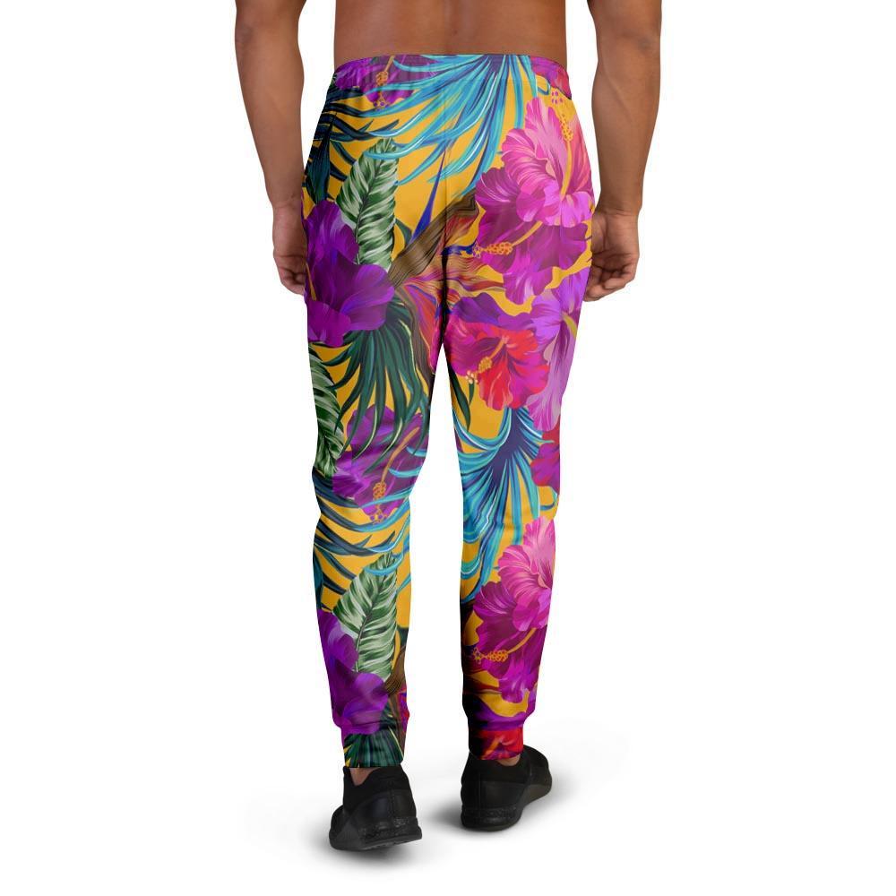 Tropical Hibiscus Flower Hawaiian Print Men's Joggers-grizzshop