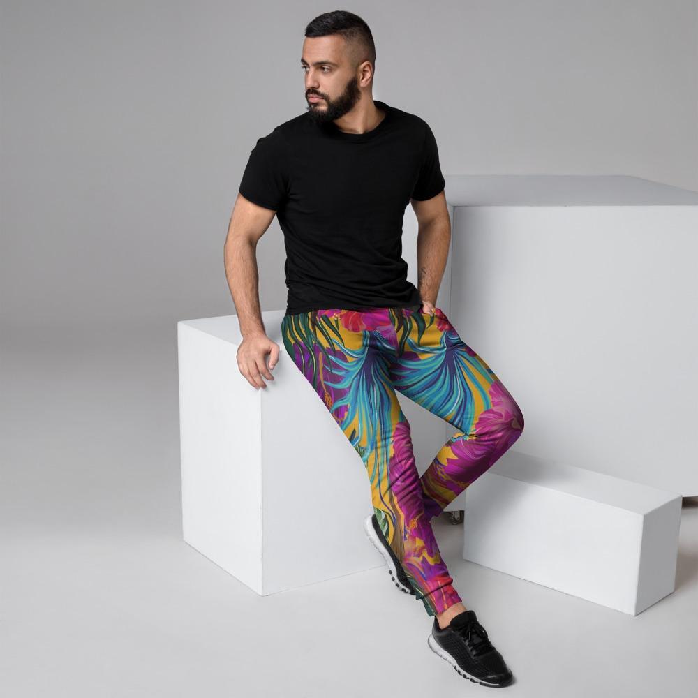 Tropical Hibiscus Flower Hawaiian Print Men's Joggers-grizzshop