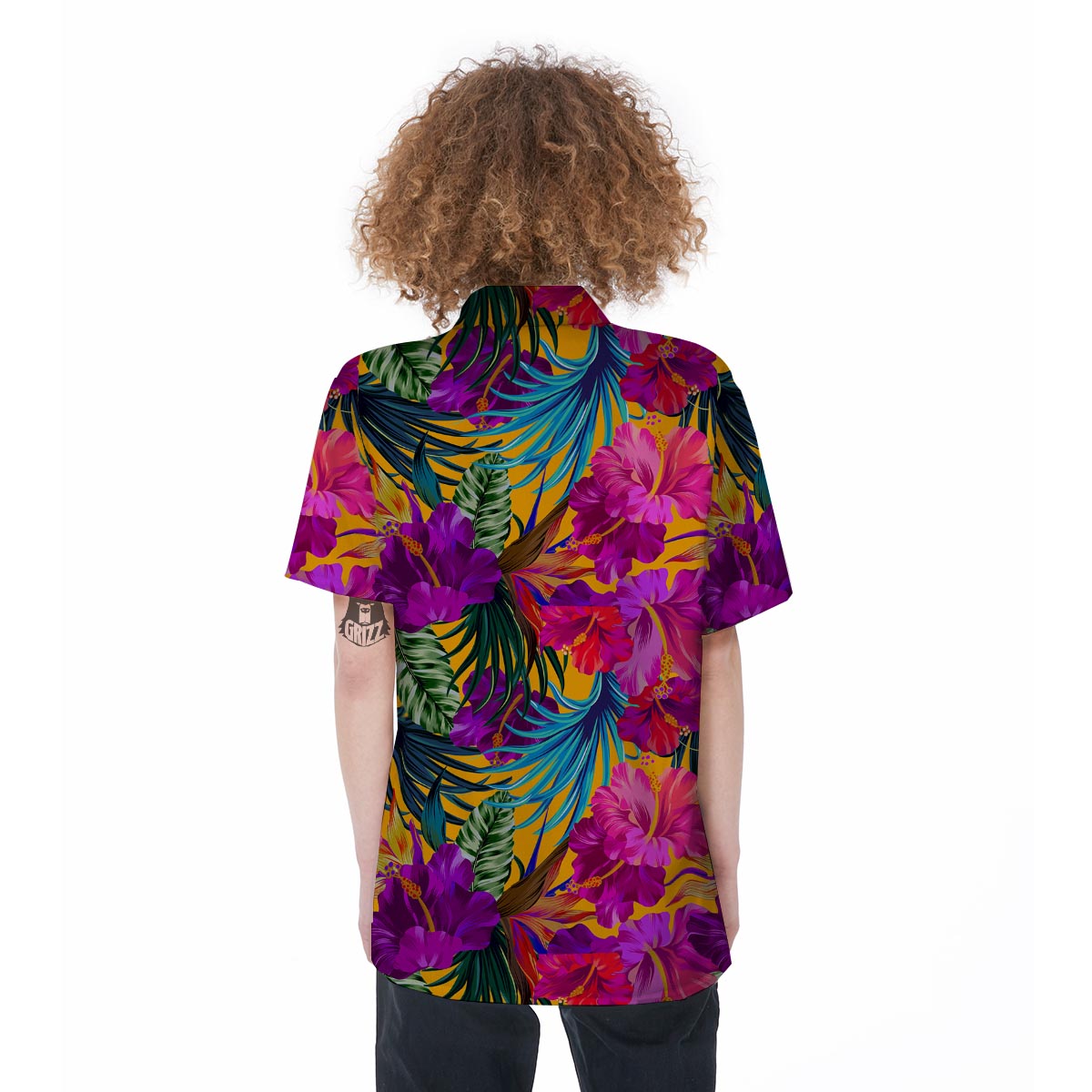 Tropical Hibiscus Flower Hawaiian Print Women's Short Sleeve Shirts-grizzshop
