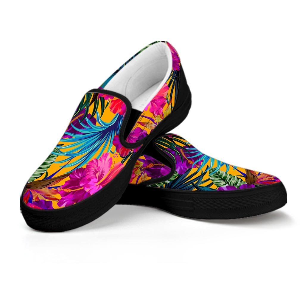 Tropical Hibiscus Flower Hawaiian Print Women's Slip On Sneakers-grizzshop
