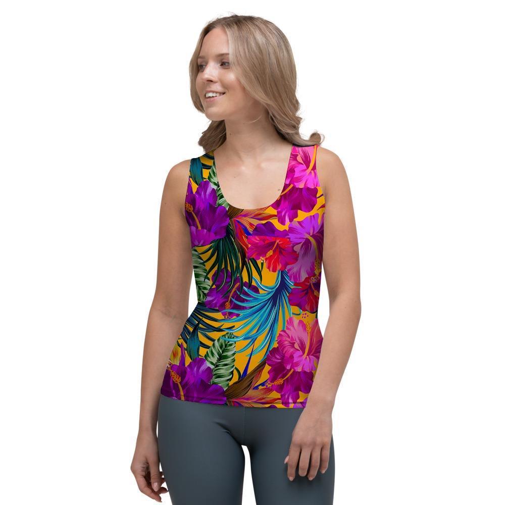 Tropical Hibiscus Flower Hawaiian Print Women's Tank Top-grizzshop