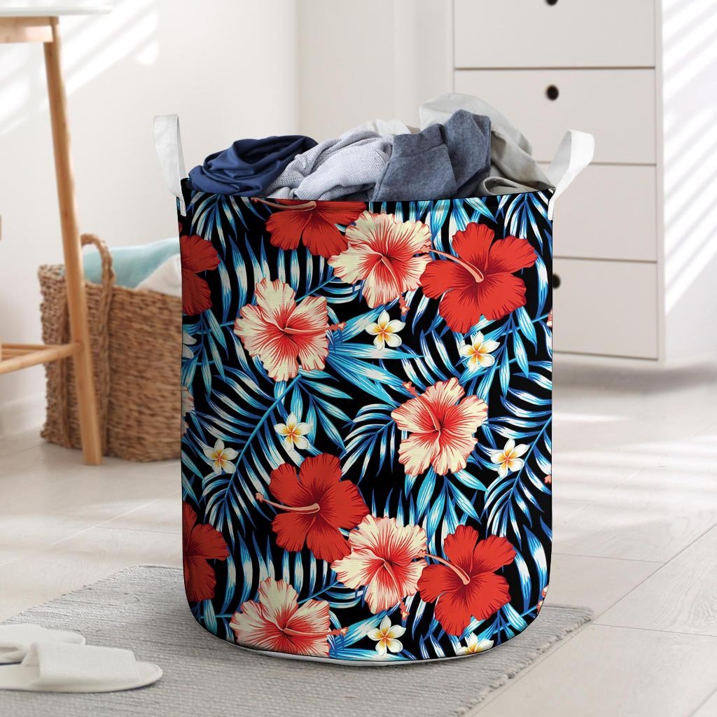 Red Chinese Dragon Floral Print Laundry Basket