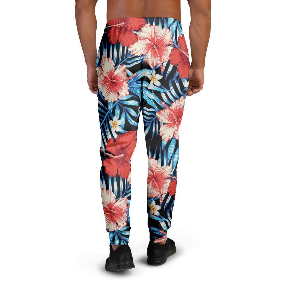 Tropical Hibiscus Flower Print Men's Joggers-grizzshop