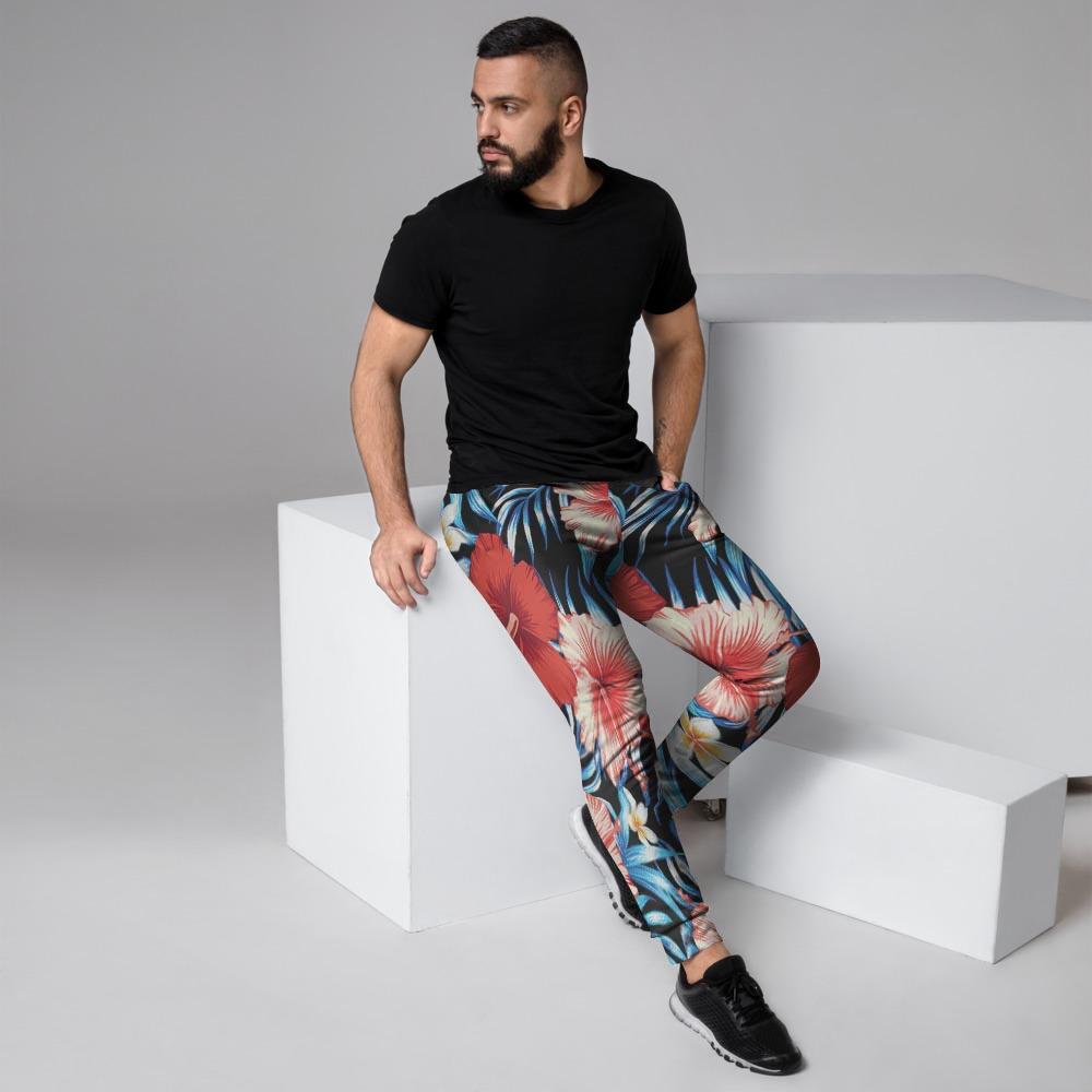 Tropical Hibiscus Flower Print Men's Joggers-grizzshop