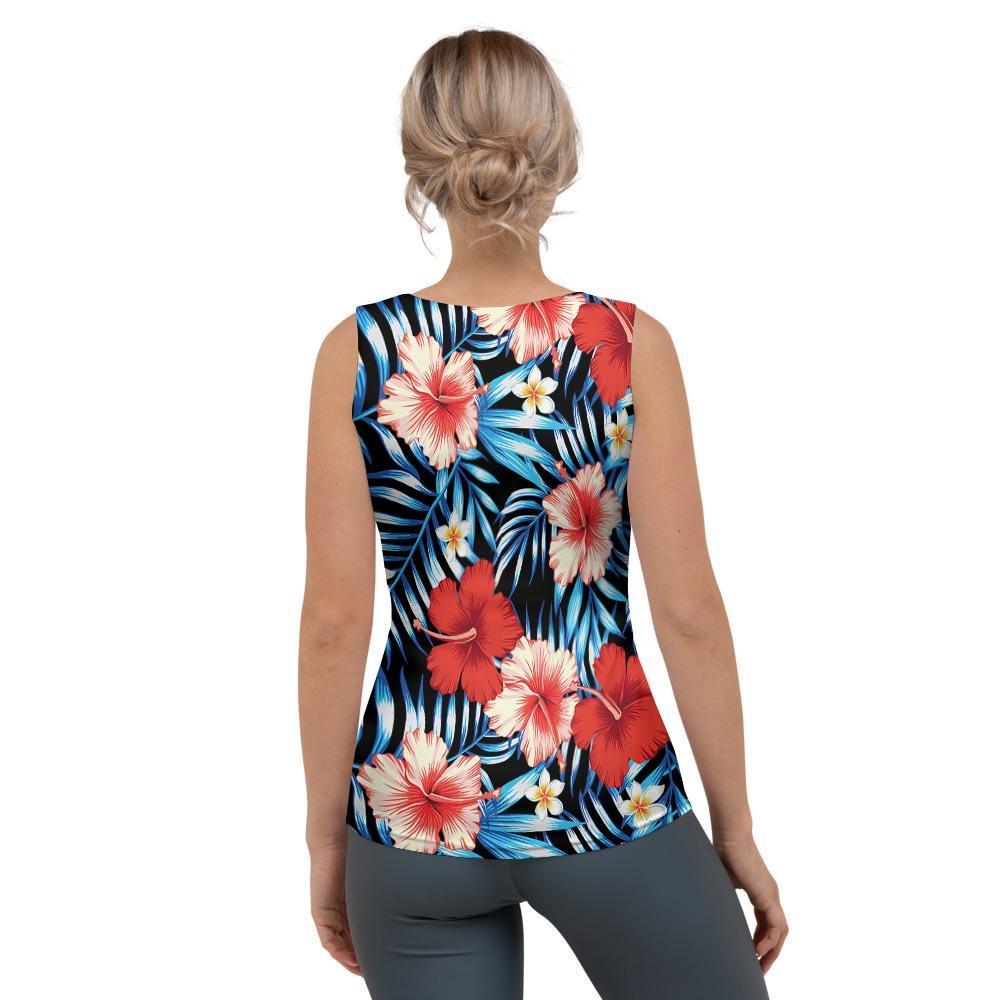 Tropical Hibiscus Flower Print Women's Tank Top-grizzshop
