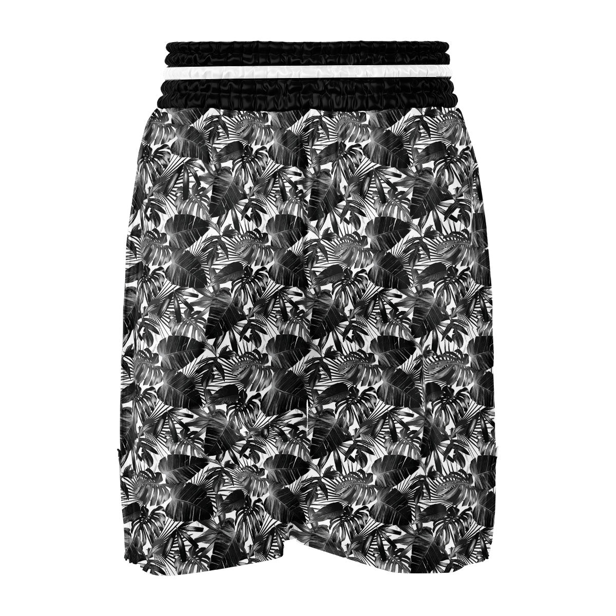Tropical Leaf Black White Print Pattern Boxing Shorts-grizzshop