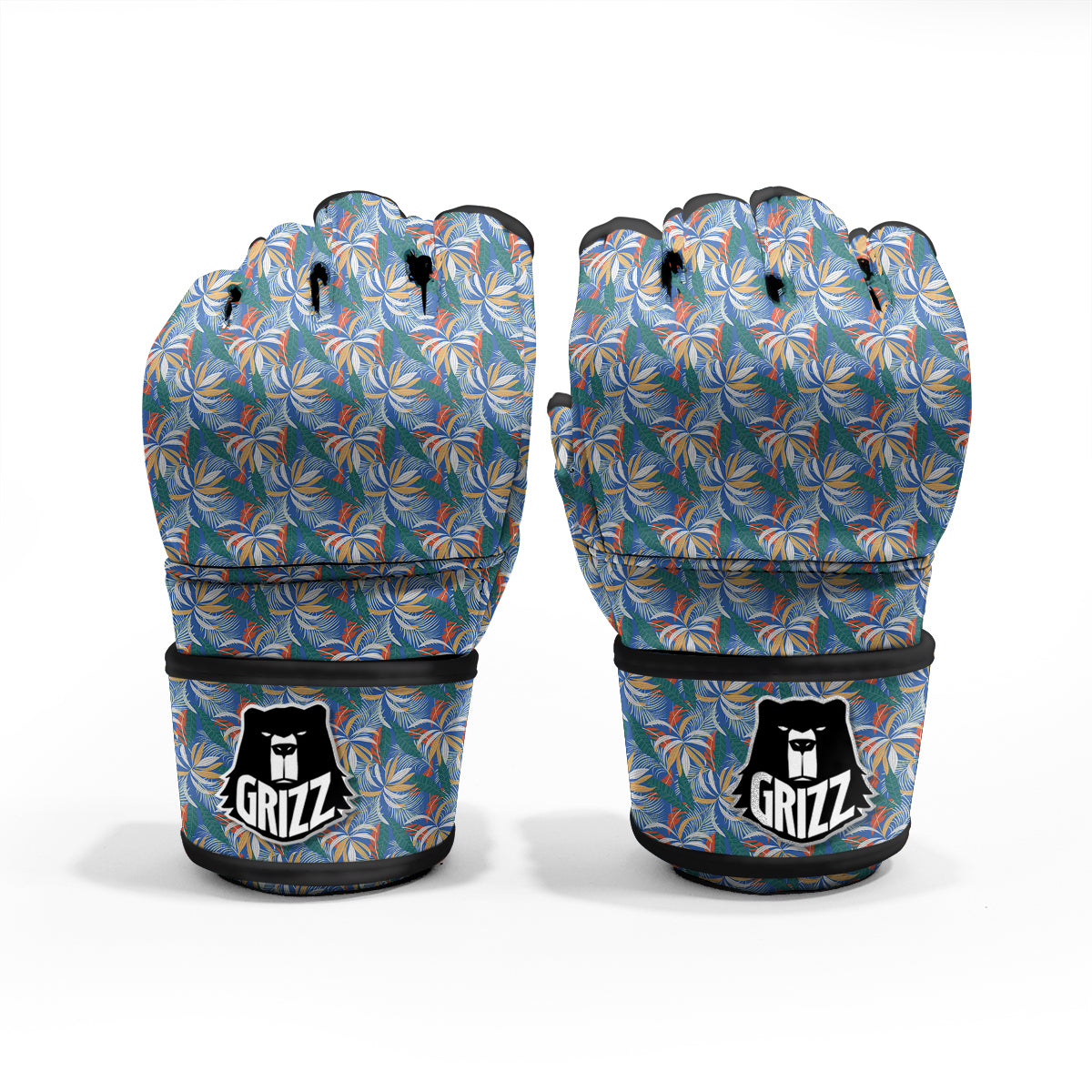 Tropical Leaf Colorful Print Pattern MMA Gloves-grizzshop
