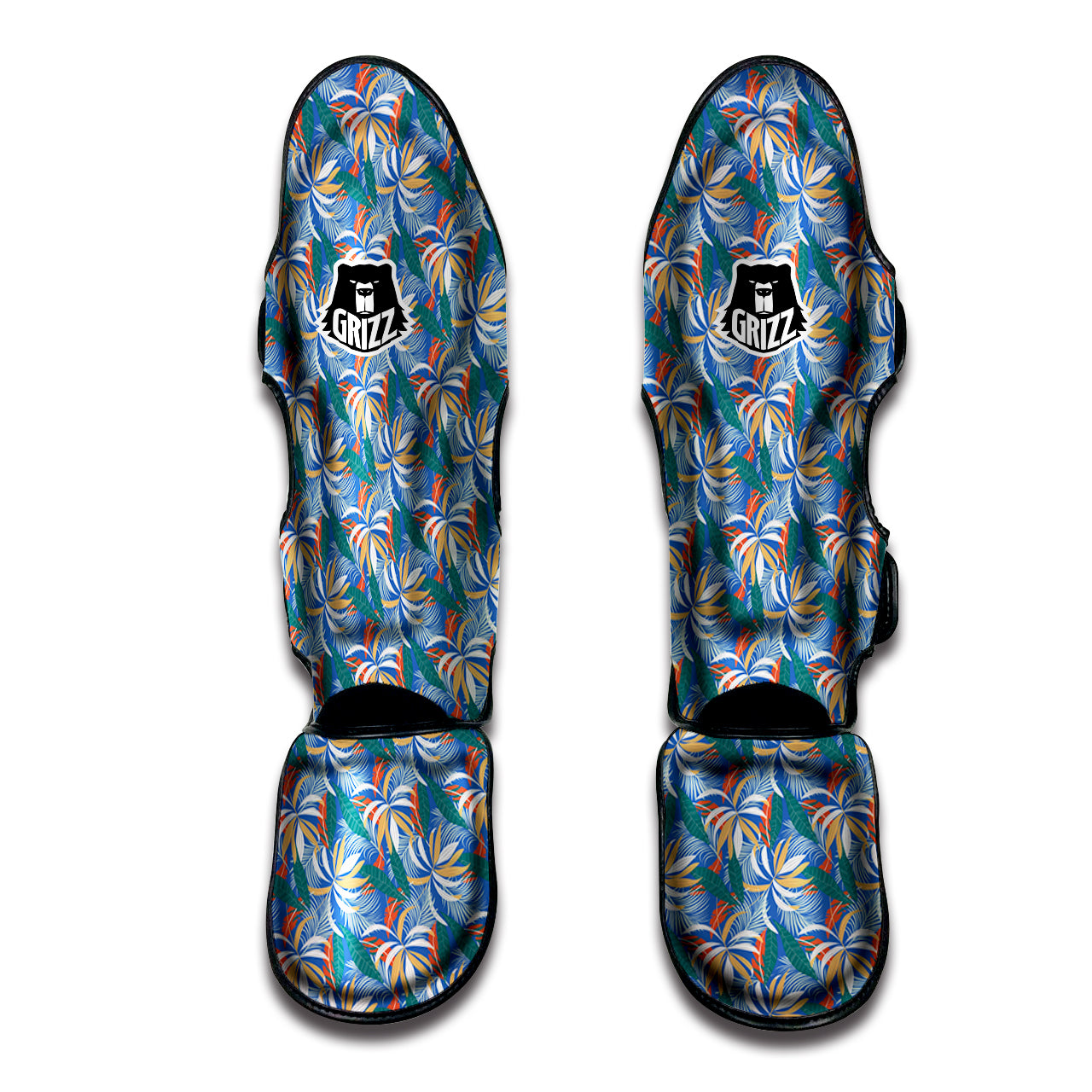 Tropical Leaf Colorful Print Pattern Muay Thai Shin Guards-grizzshop