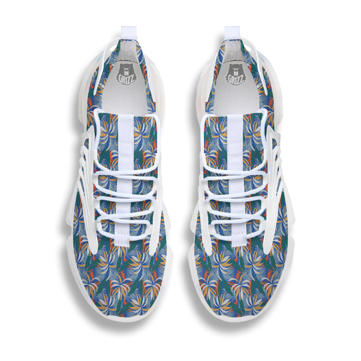 Tropical Leaf Colorful Print Pattern White Gym Shoes-grizzshop