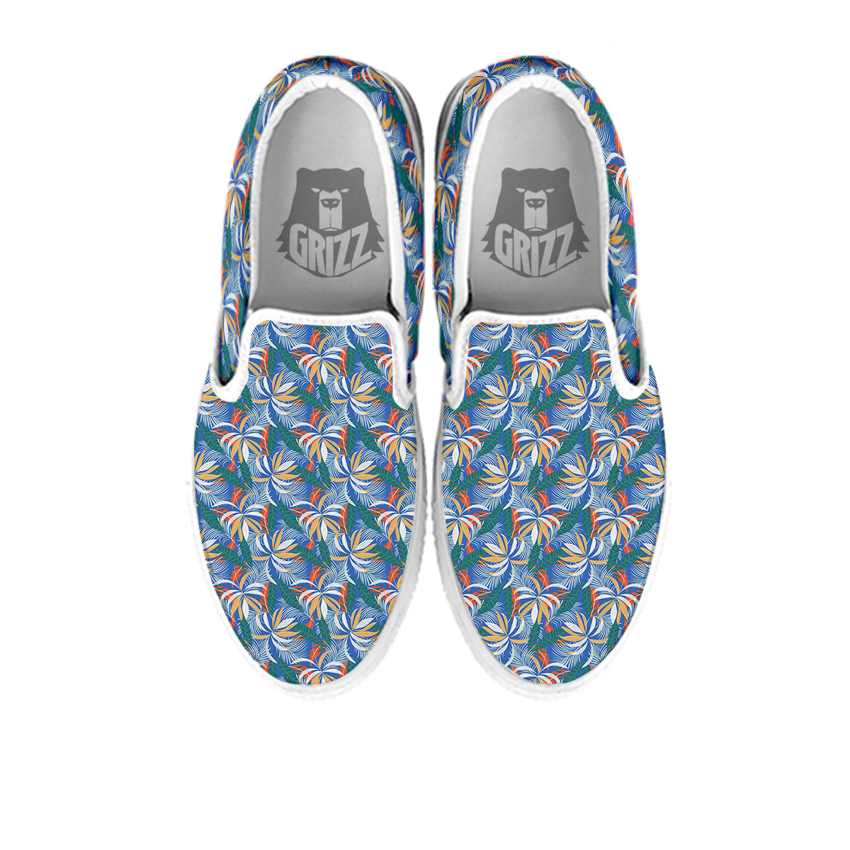 Tropical Leaf Colorful Print Pattern White Slip On Shoes-grizzshop