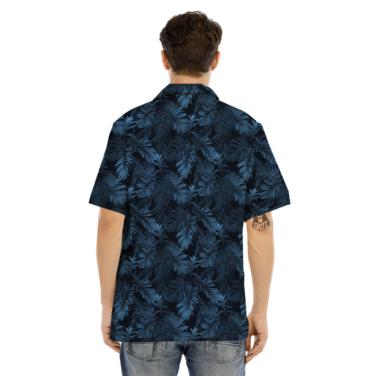 Tropical Leaf Dark Print Pattern Men's Hawaiian Shirt-grizzshop