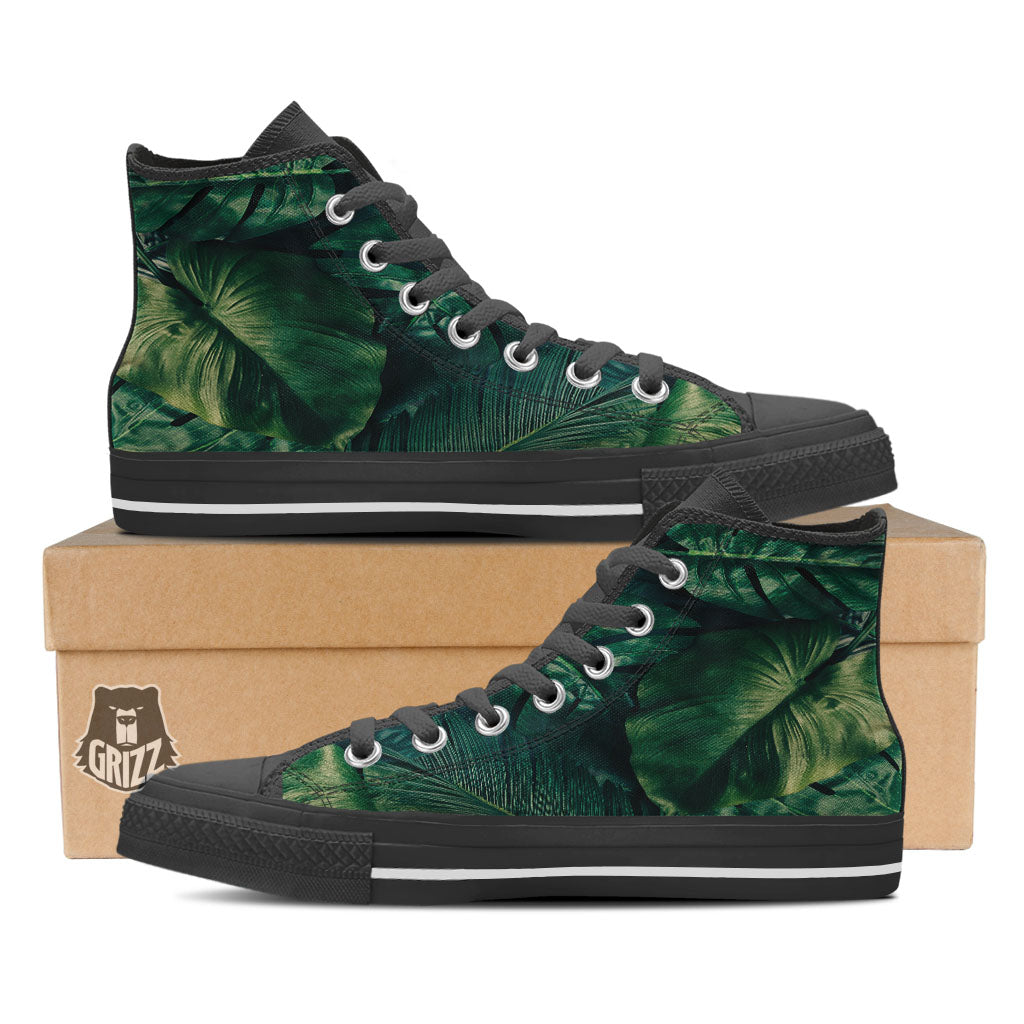 Tropical Leaf Natural Print High Top Shoes-grizzshop