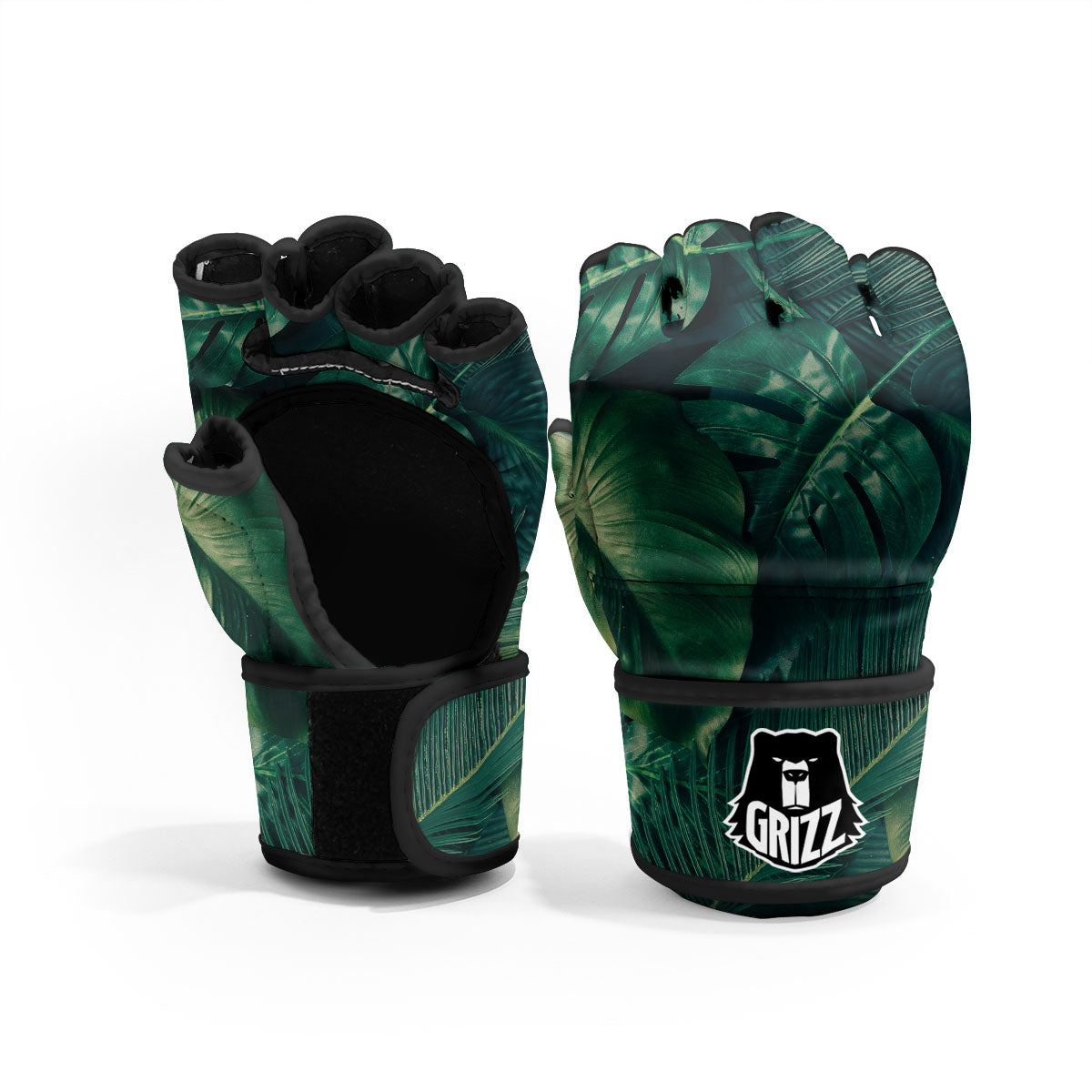 Tropical Leaf Natural Print MMA Gloves-grizzshop