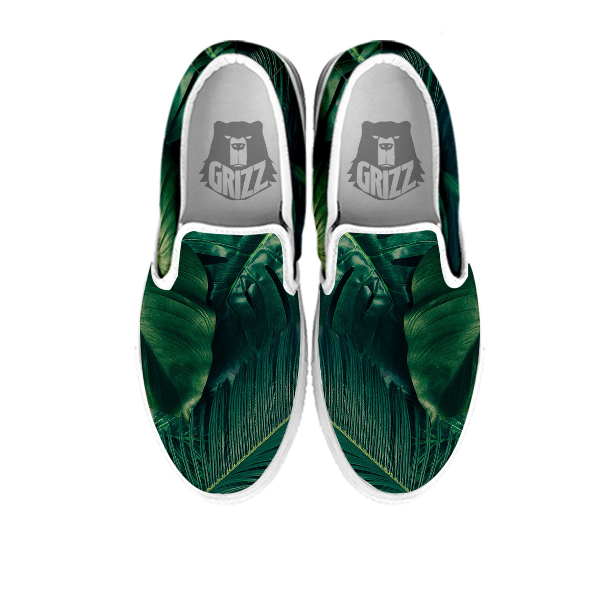 Tropical Leaf Natural Print White Slip On Shoes-grizzshop