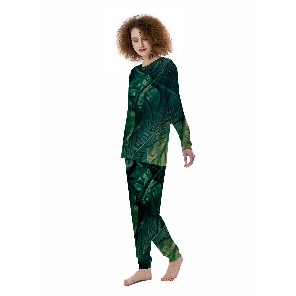 Tropical Leaf Natural Print Women's Pajamas-grizzshop