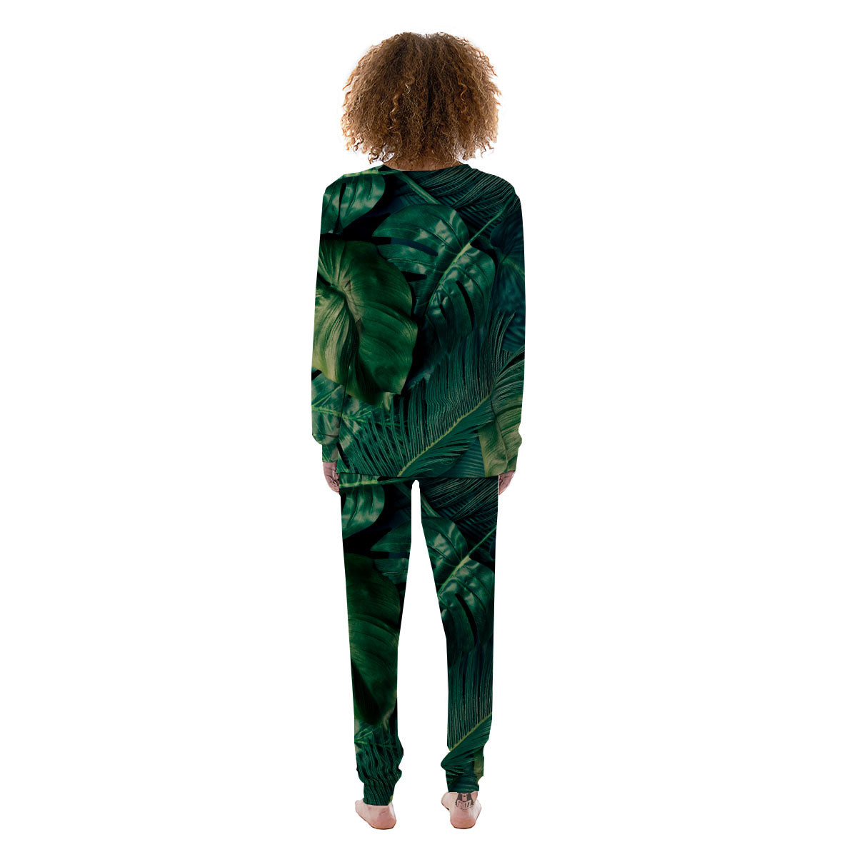 Tropical Leaf Natural Print Women's Pajamas-grizzshop