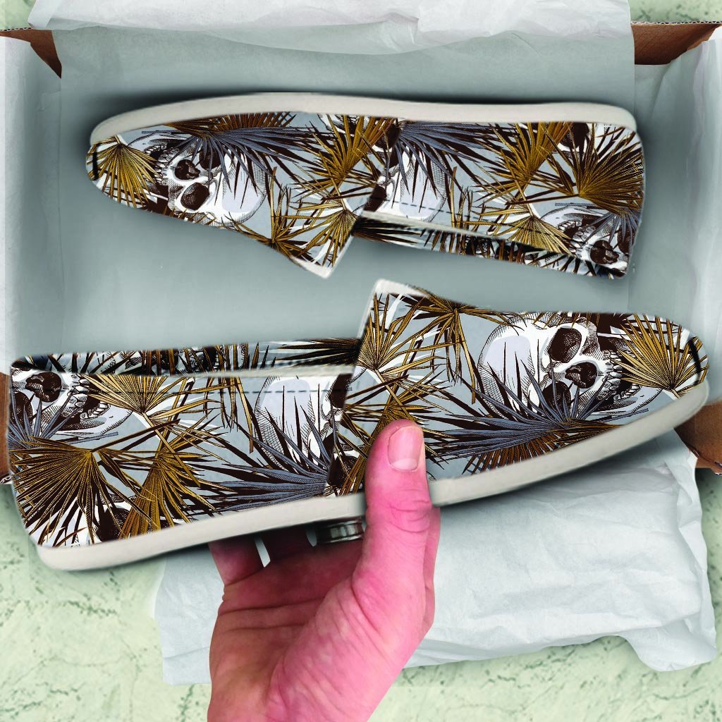 Tropical Leaf Skull Canvas Shoes-grizzshop