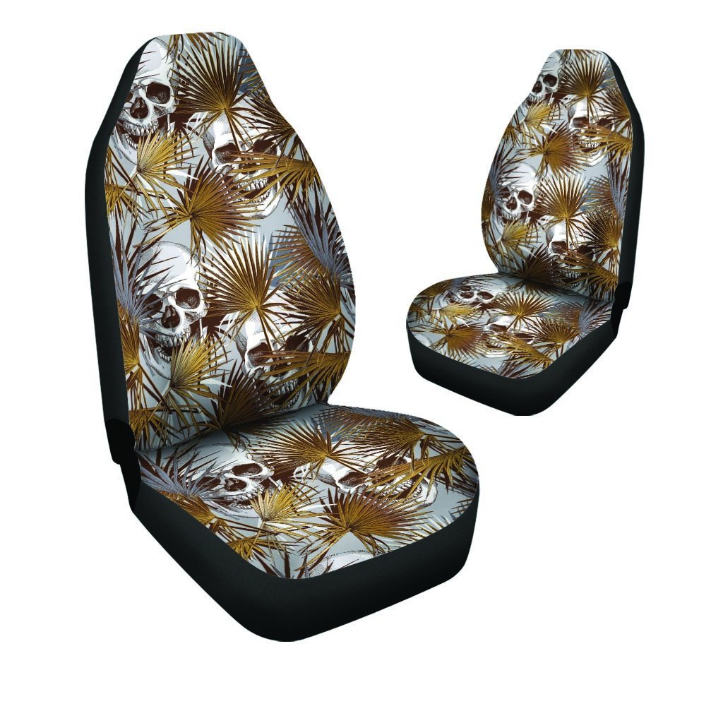 Tropical Leaf Skull Car Seat Covers-grizzshop
