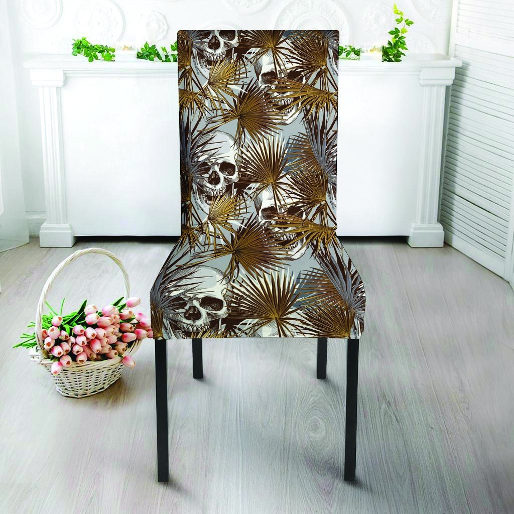 Tropical Leaf Skull Chair Cover-grizzshop