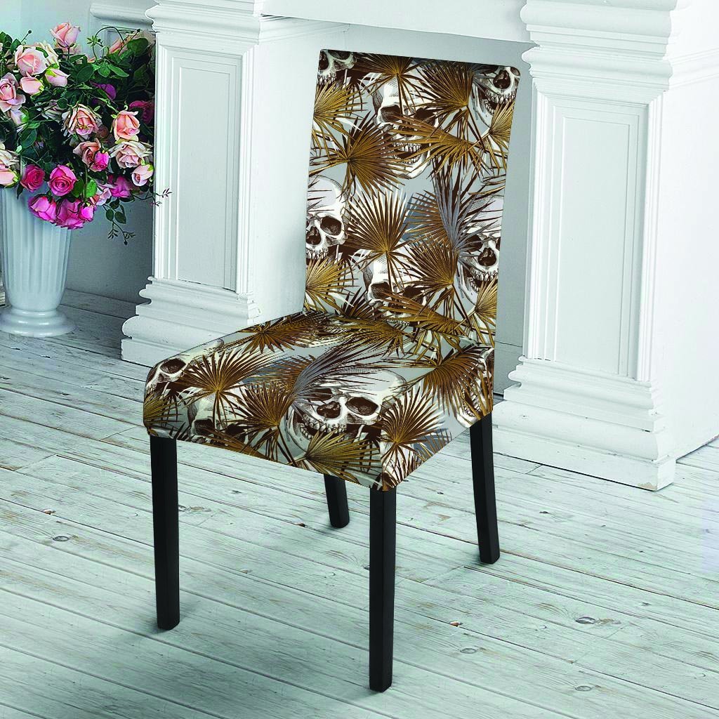 Tropical Leaf Skull Chair Cover-grizzshop