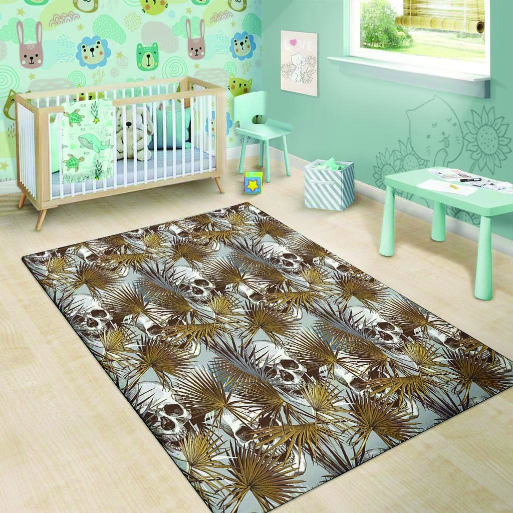 Tropical Leaf Skull Floor Mat-grizzshop