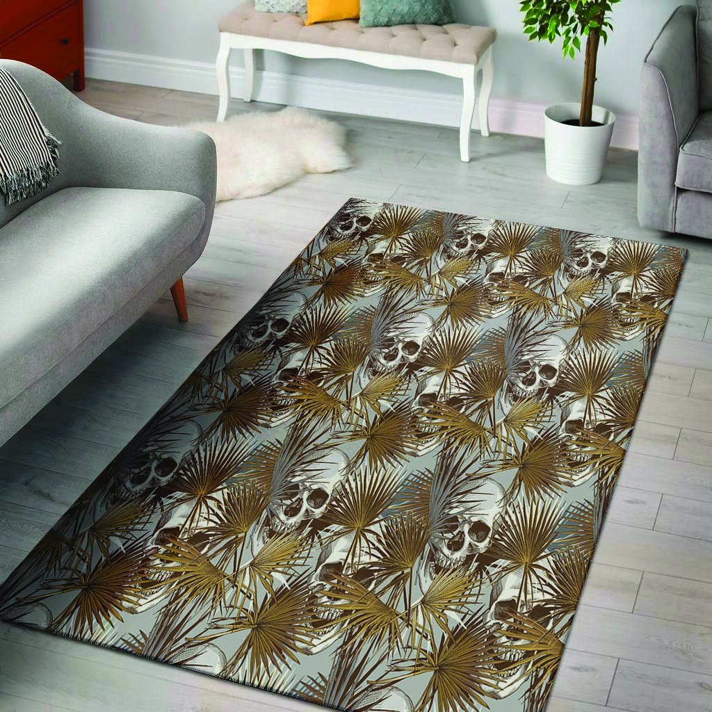 Tropical Leaf Skull Floor Mat-grizzshop