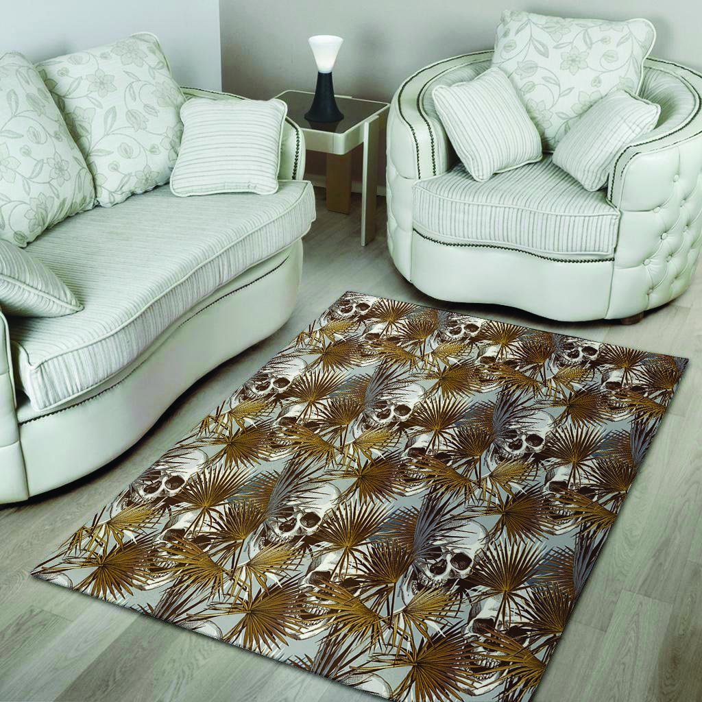 Tropical Leaf Skull Floor Mat-grizzshop
