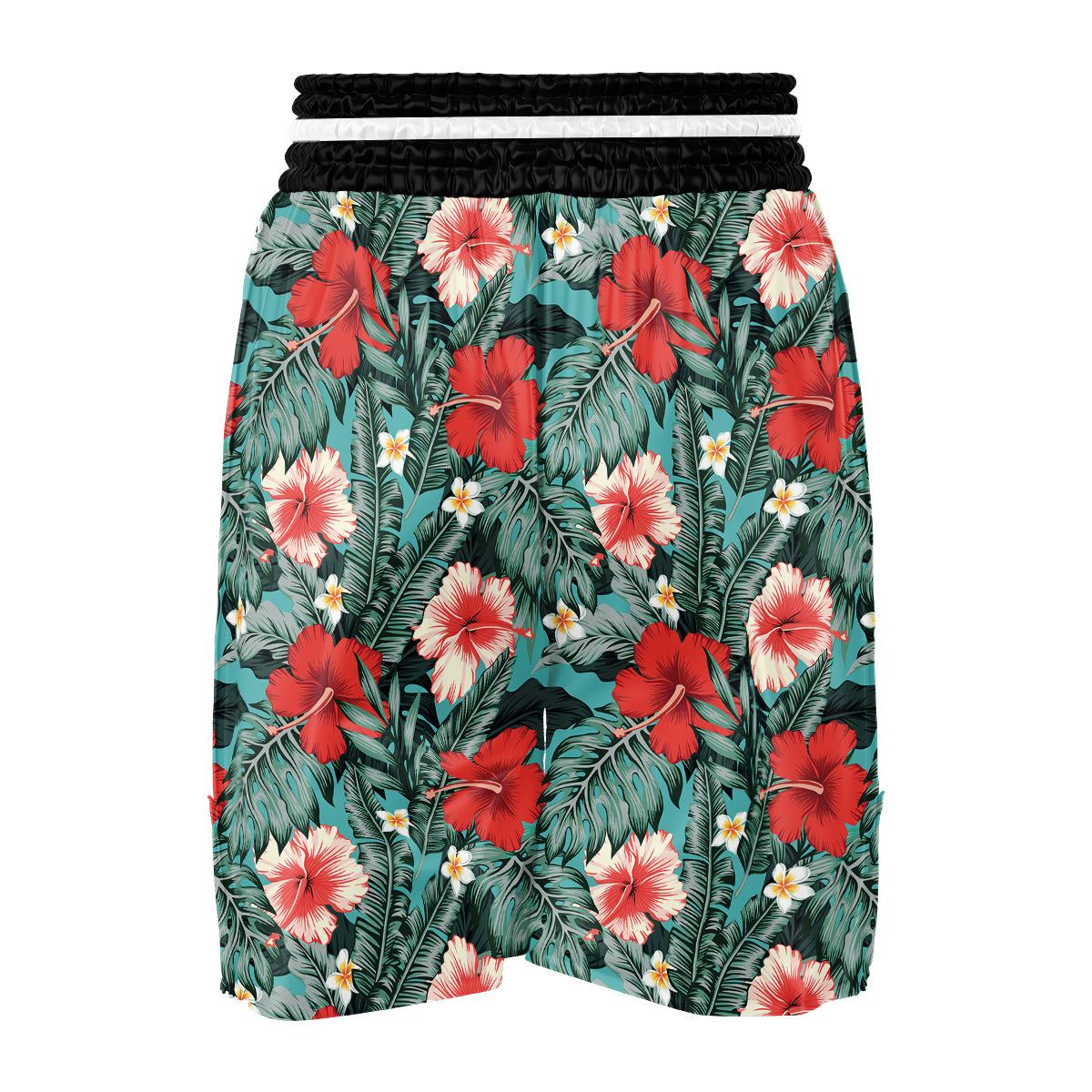 Tropical Leaf Turquoise Print Pattern Boxing Shorts-grizzshop