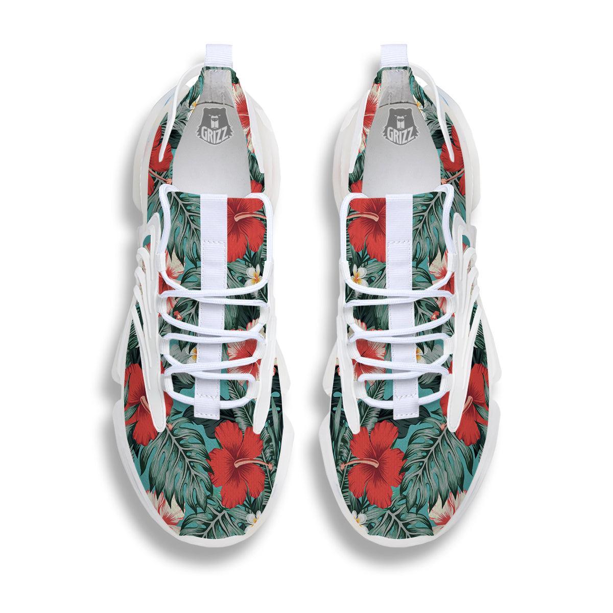 Tropical Leaf Turquoise Print Pattern White Gym Shoes-grizzshop