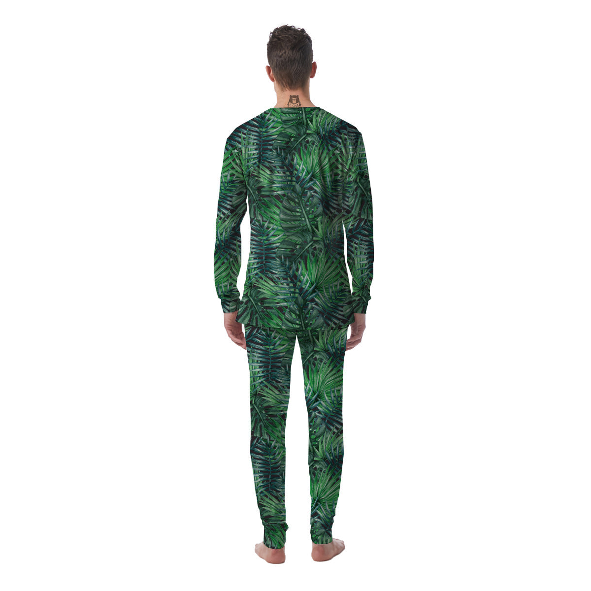 Tropical Leaf Watercolor Print Pattern Men's Pajamas-grizzshop