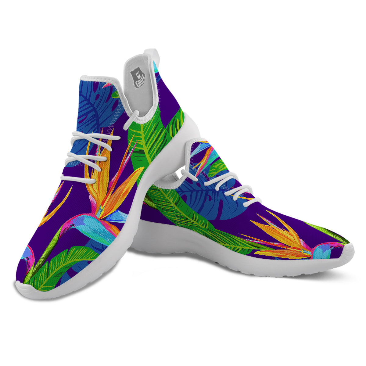 Tropical Leaves Colorful Print Pattern Colorful White Athletic Shoes-grizzshop