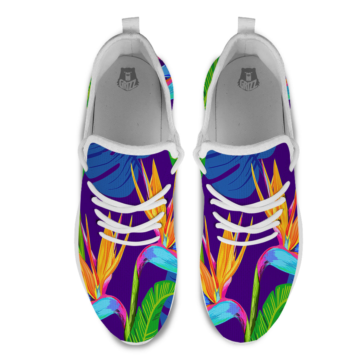 Tropical Leaves Colorful Print Pattern Colorful White Athletic Shoes-grizzshop