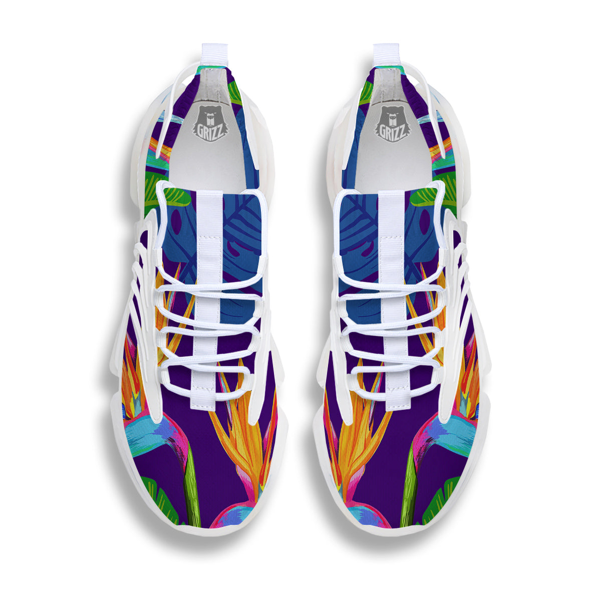 Tropical Leaves Colorful Print Pattern Colorful White Gym Shoes-grizzshop