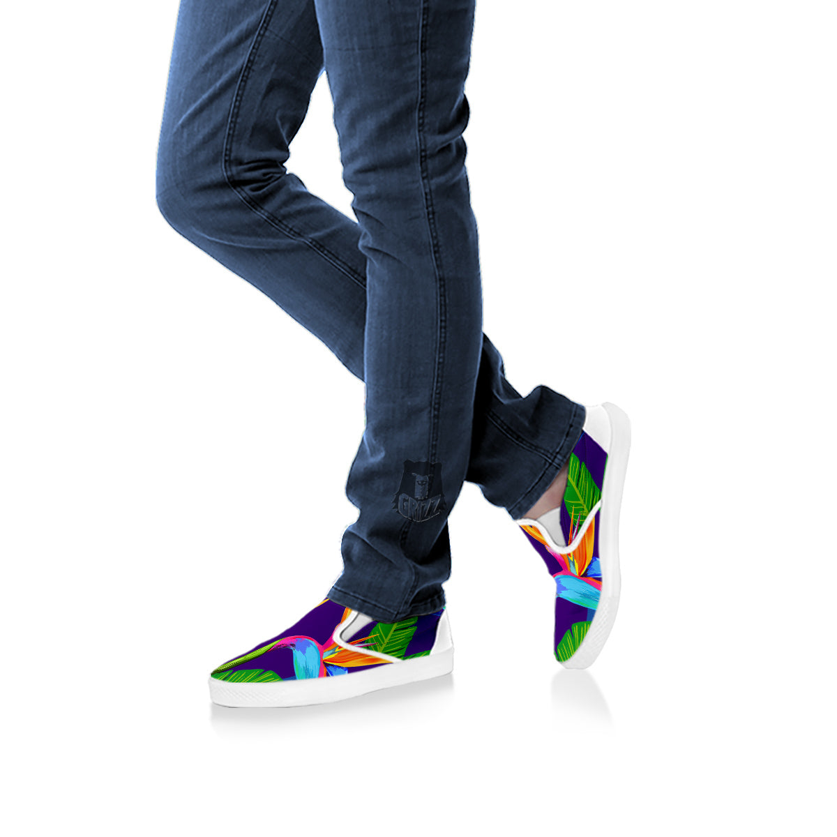 Tropical Leaves Colorful Print Pattern Colorful White Slip On Shoes-grizzshop