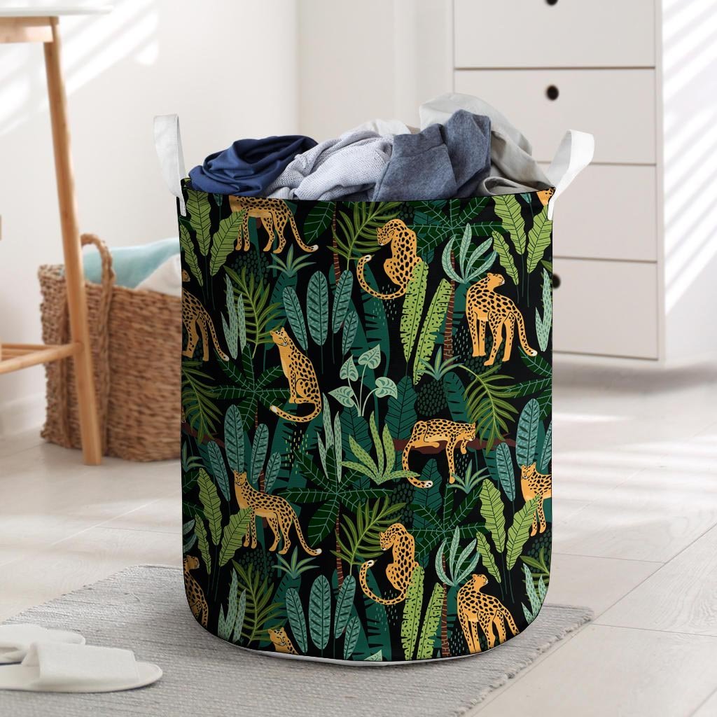 Tropical Leopard Hawaiian Print Laundry Basket-grizzshop