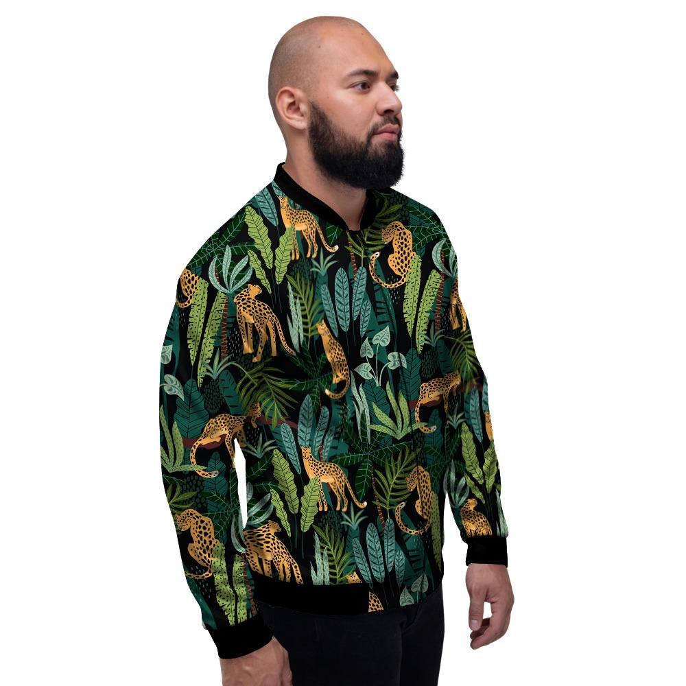 Tropical Leopard Hawaiian Print Men's Bomber Jacket-grizzshop